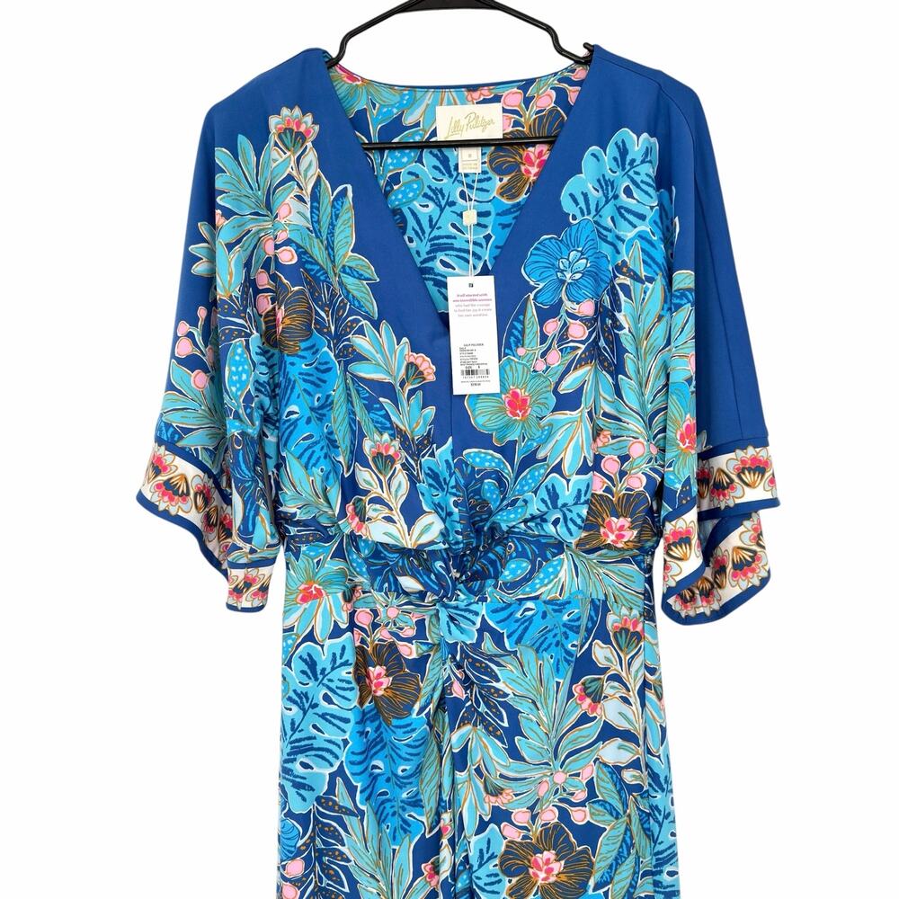 NWT Lilly Pulitzer Adalyn Maxi Dress Size 8 Starlight Navy Best Fronds Forever - Picture 9 of 14